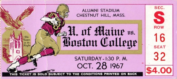 1967 Maine vs. Boston College Football Ticket Art  Print